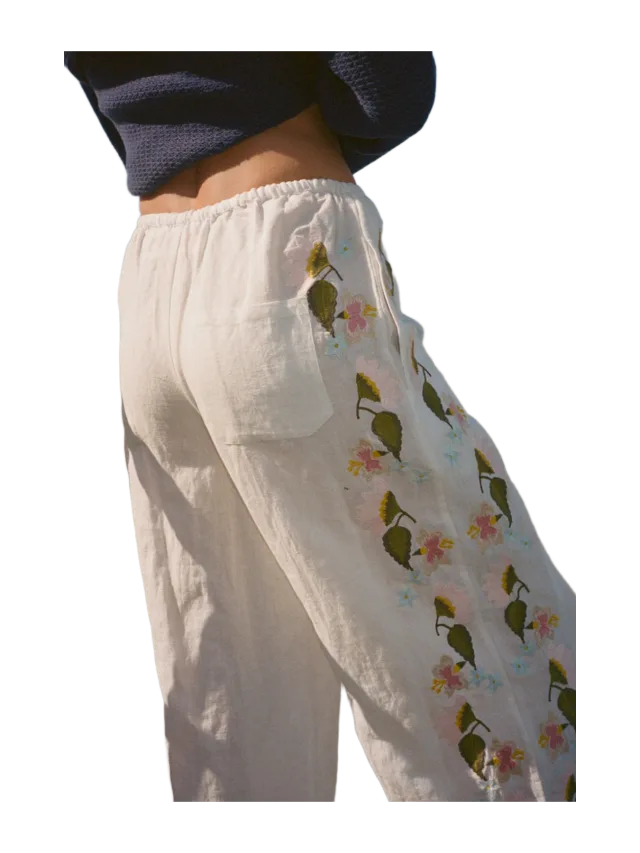 Ciao Lucia Ermmano White Embroidered Linen Pant
