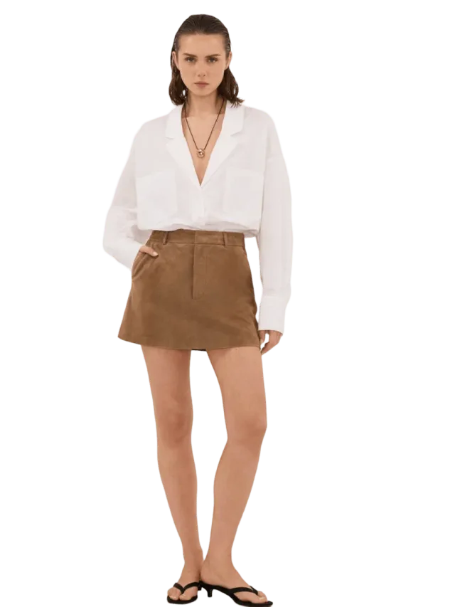 Dissh Estelle Chestnut Suede Mini Skirt