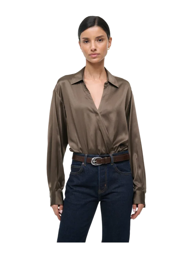 Staud Eve Silk Bodysuit