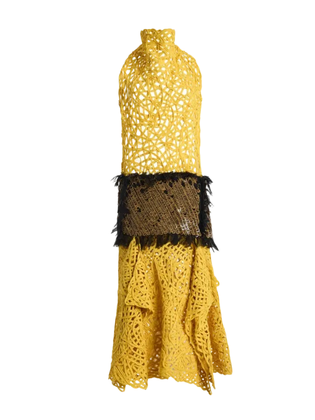 Diotima Exclusive Embroidered Midi Halter Dress