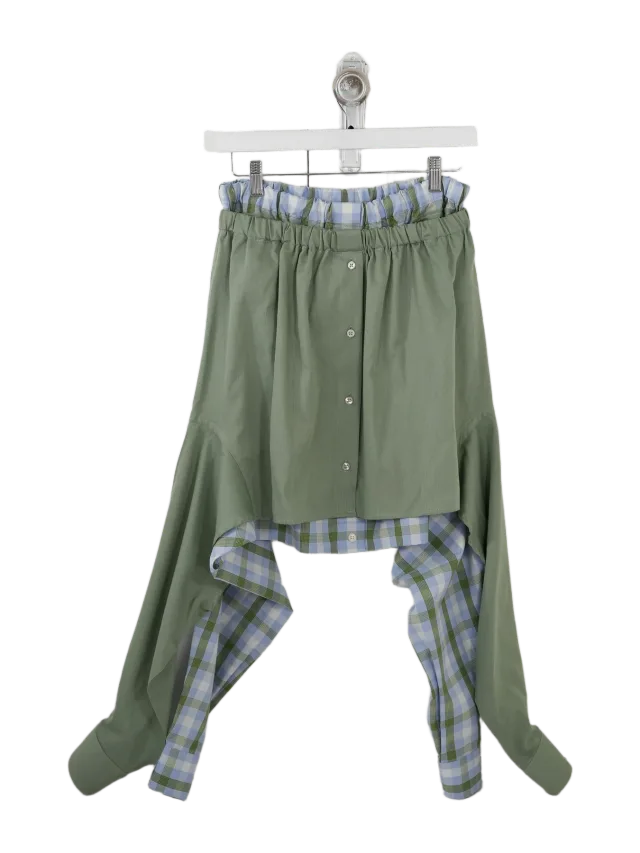 estudio 1999 Falda Sombra - Verde olivo combinada a cuadros azules