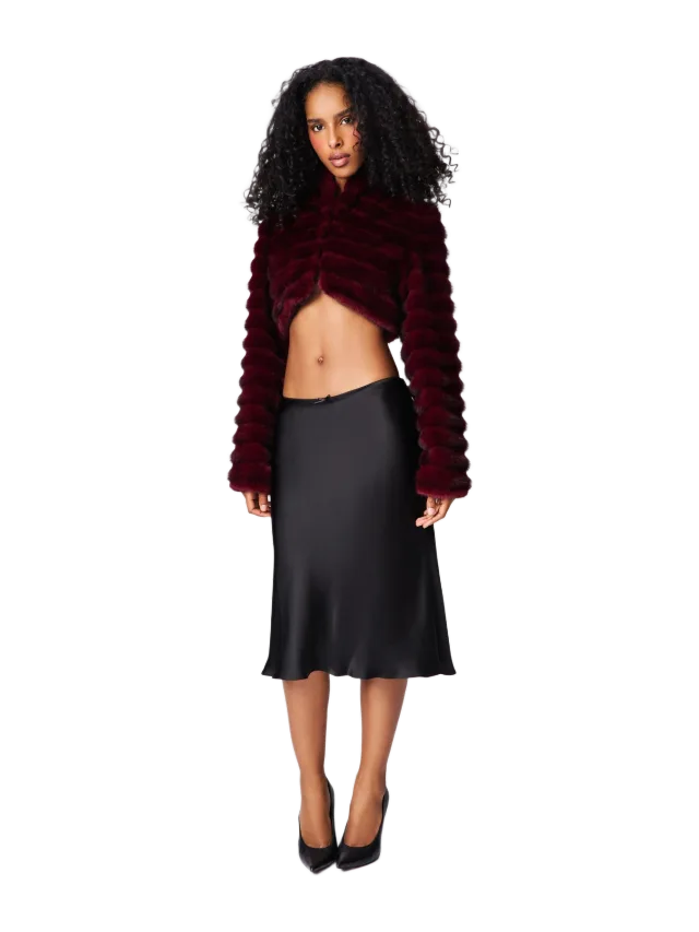 Guizio Fallon Crop Faux Fur Jacket