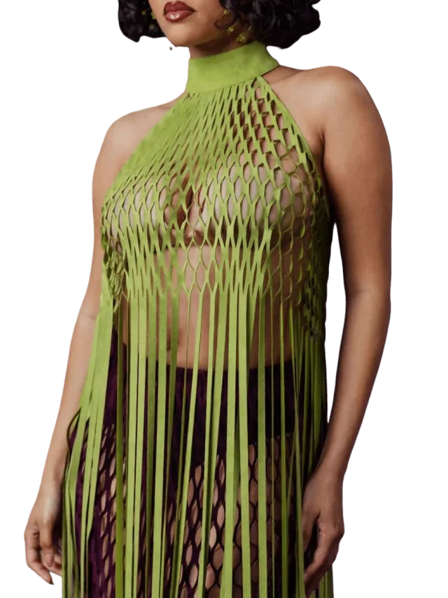 KAI Collective Faux Suede Laser Cut Top