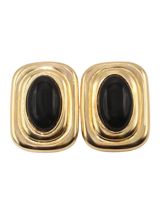 Tame New York Fifth Avenue Flame Statement Earrings in Black & Gold