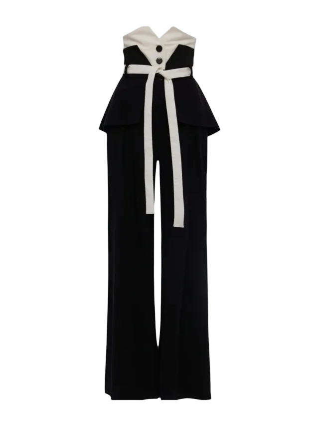 Julia Allert Flared Pants With Corset Waistband Black-White