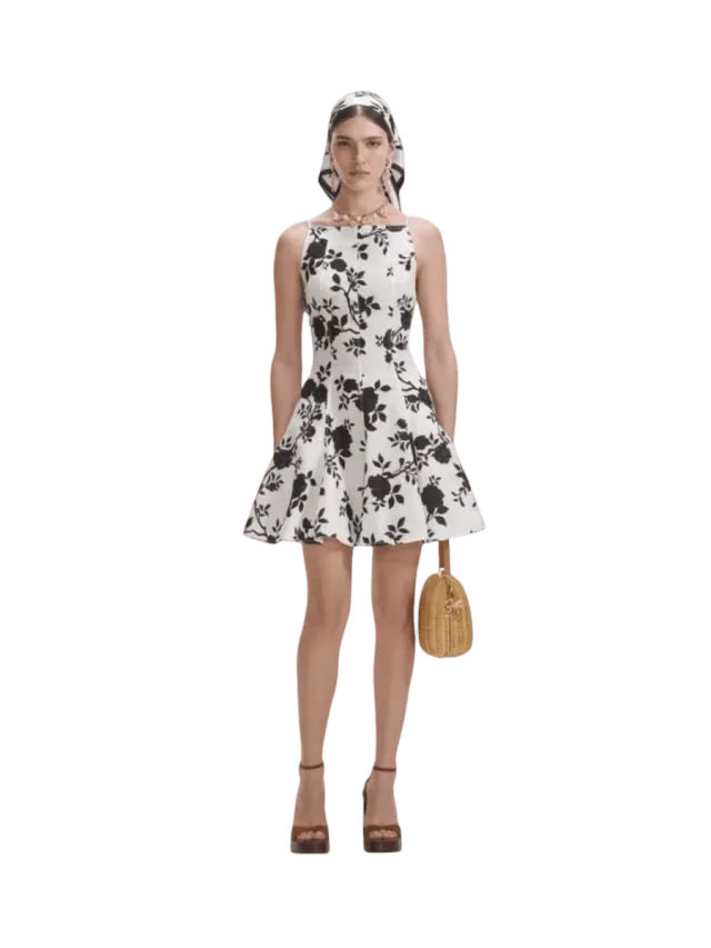 Self-Portrait Floral Print Linen Mini Dress