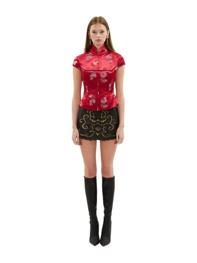 Kim Shui Floral Satin Collar Top
