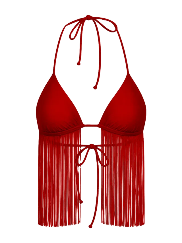 Same Fringe Triangle Top (Red)