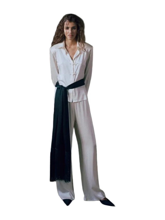 Same Fringe Waist Scarf (Black)