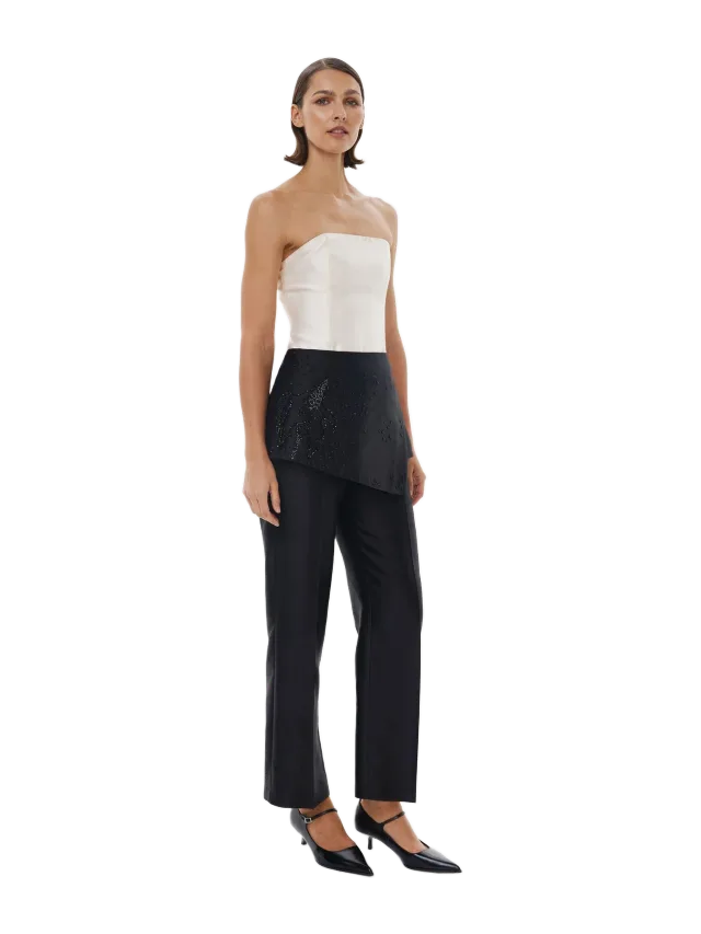 Alas Silk Full Bloom Layering Skirt in Black