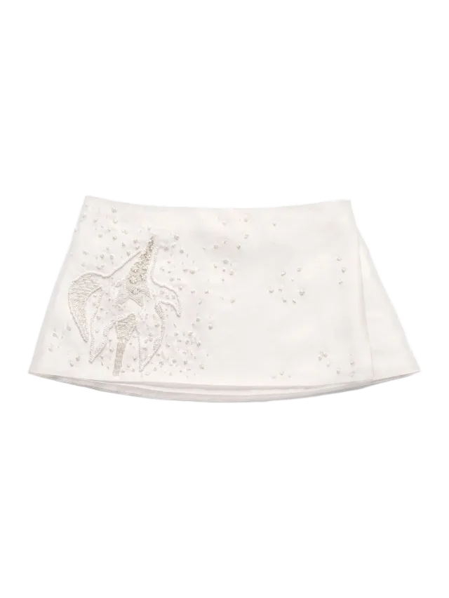 Alas Silk Full Bloom Layering Skirt in White