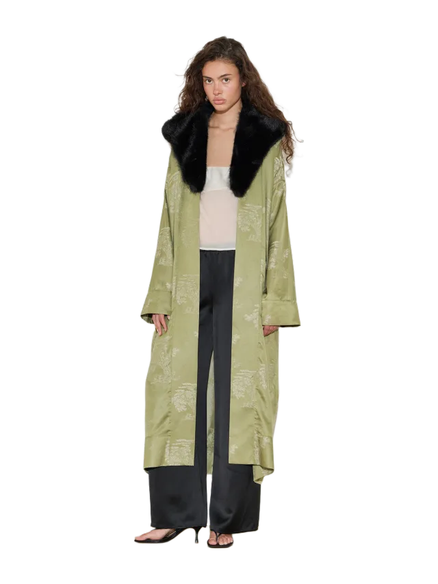 Maison Essentiele Fur Trimmed Kimono Duster