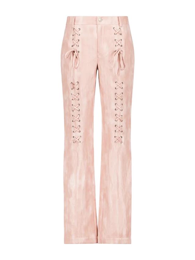 Saemdi GAIA LACE UP FAUX LEATHER TROUSERS