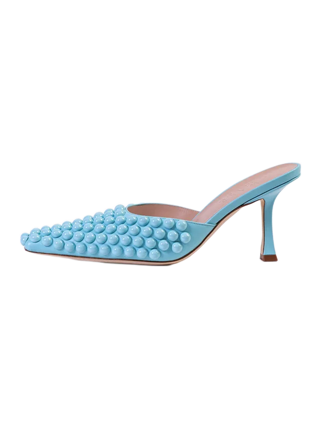 A.W.A.K.E. MODE Georgia Embellished Mule Turquoise