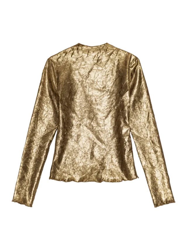 GANNI Gold Long-sleeve Blouse