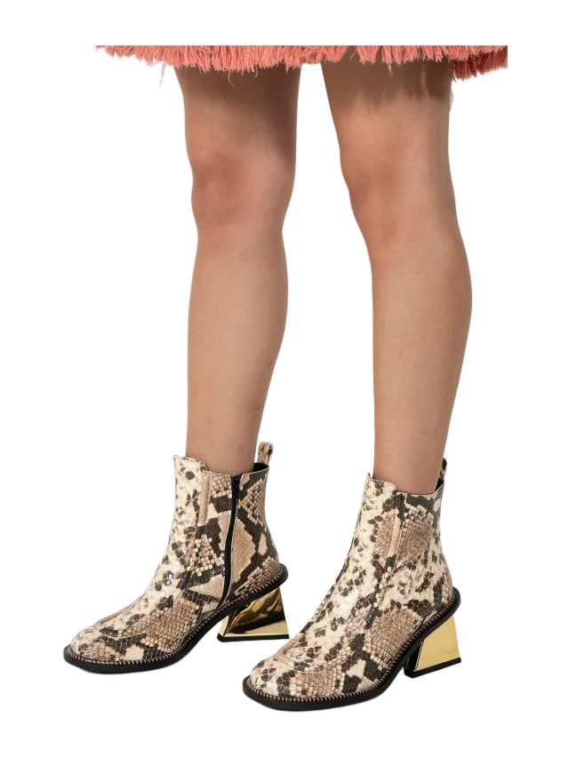 Marques' Almeida GOLD M'A HEEL SNAKE BOOTS