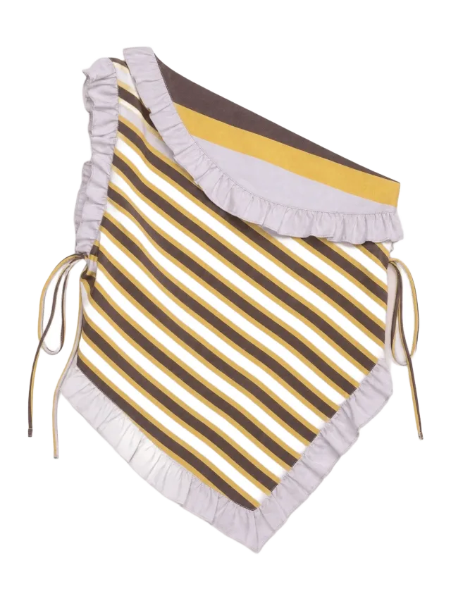 Carmen Says Golden Sunlit Striped Asymmetric Top