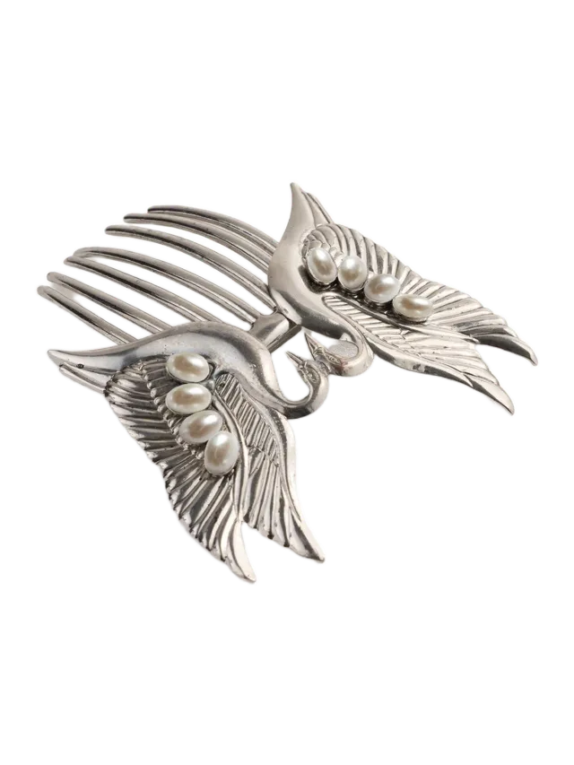Lelet NY Grace Pearl Swan Mini French Comb