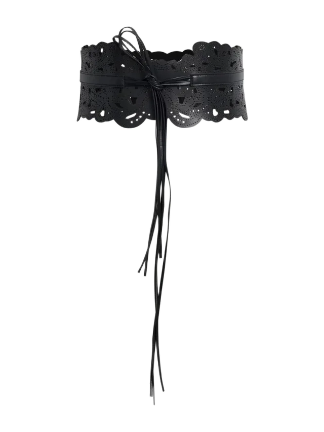 Fabrique Gracie Baroque Embossed Lace Up Belt in Vegan Leather