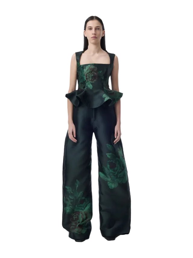 Marques' Almeida Green Flower Mikado Boyfriend Trousers