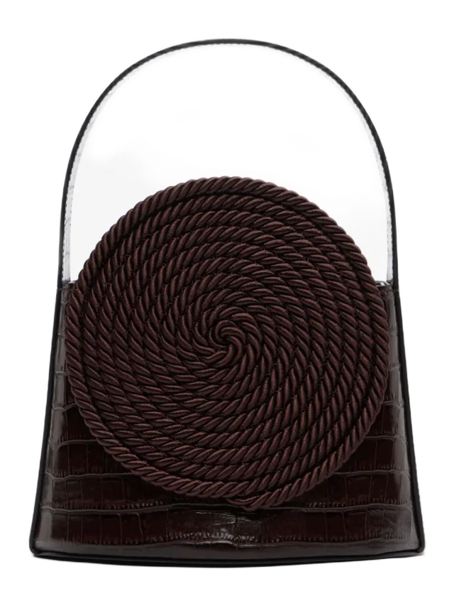 DESTREE Gunther croc-embossed Bag with Passementerie - Dark Brown