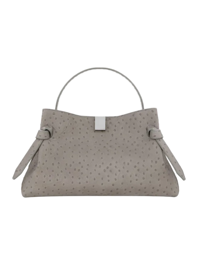 Yuzefi Gyoza Embossed Grey Ostrich Leather