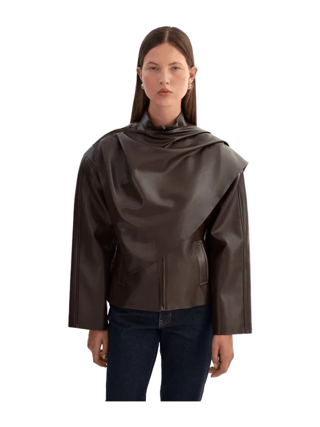 Lamarque HARLOW Faux Leather Scarf Jacket