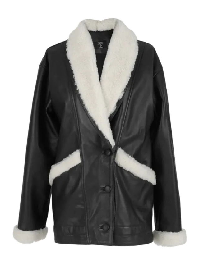 Double A HAYDRA SHEARLING BLACK LEATHER JACKET