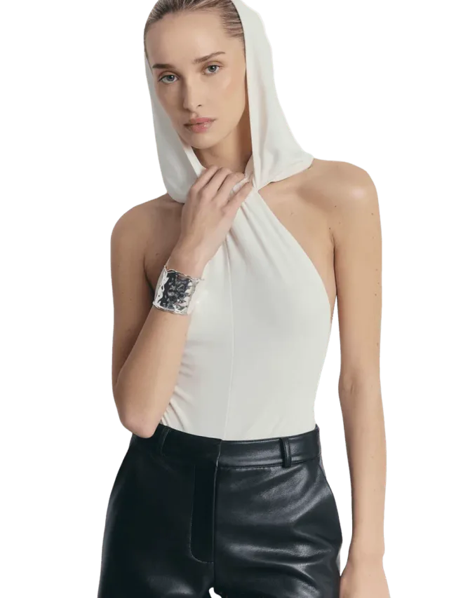 Because of Alice Hooded Halterneck Bodysuit