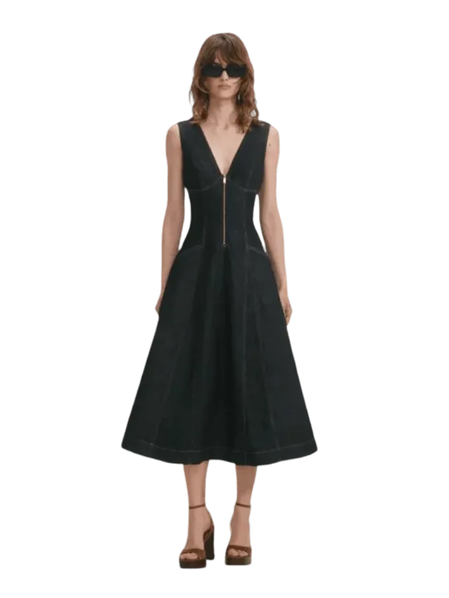 Self-Portrait Indigo Denim Midi Dress