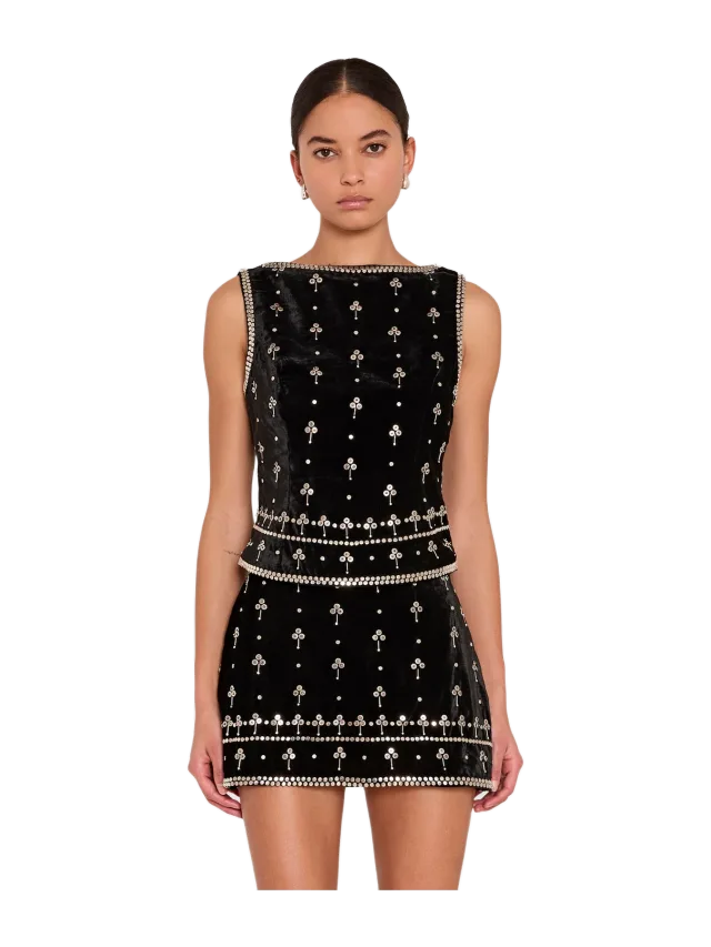Amanda Uprichard Ines Top in Studded Velvet