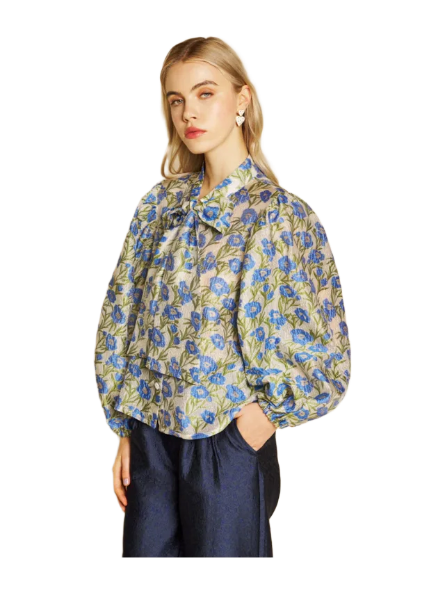 Sister Jane Iris Jacquard Bow Blouse