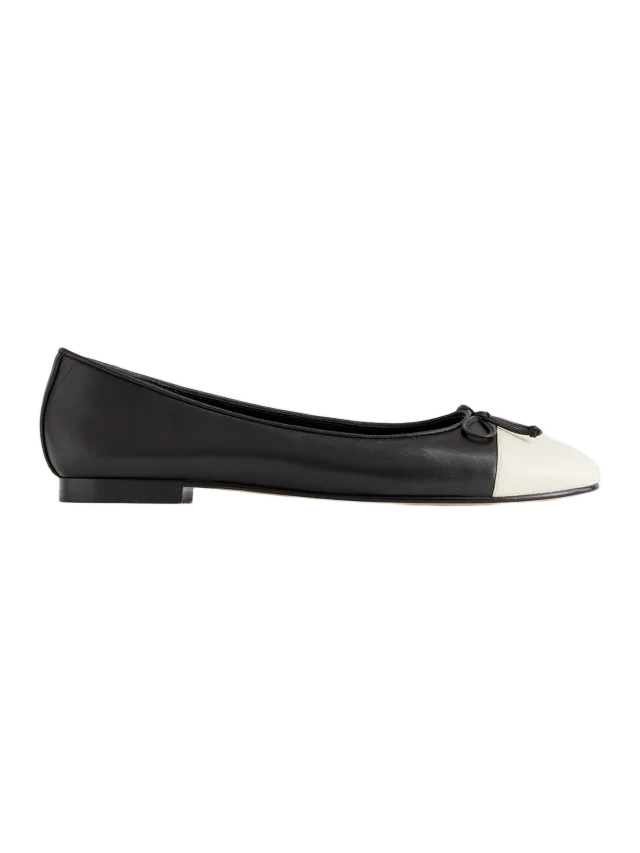 Quince Italian Leather Cap-Toe Ballet Flat