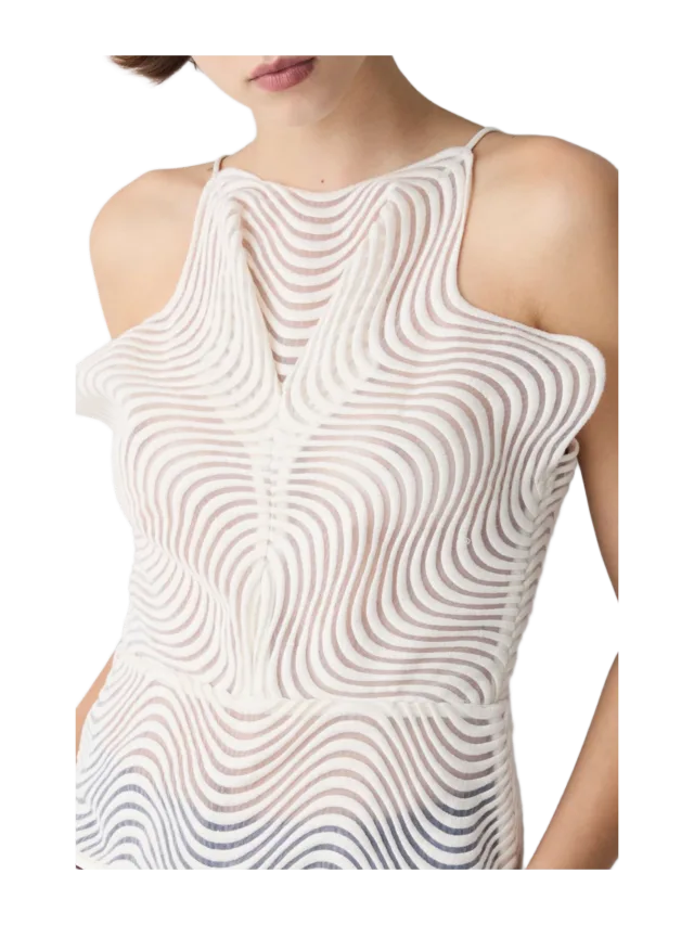 Bianca Spender IVORY SCALLOPED LACE FLUX TOP