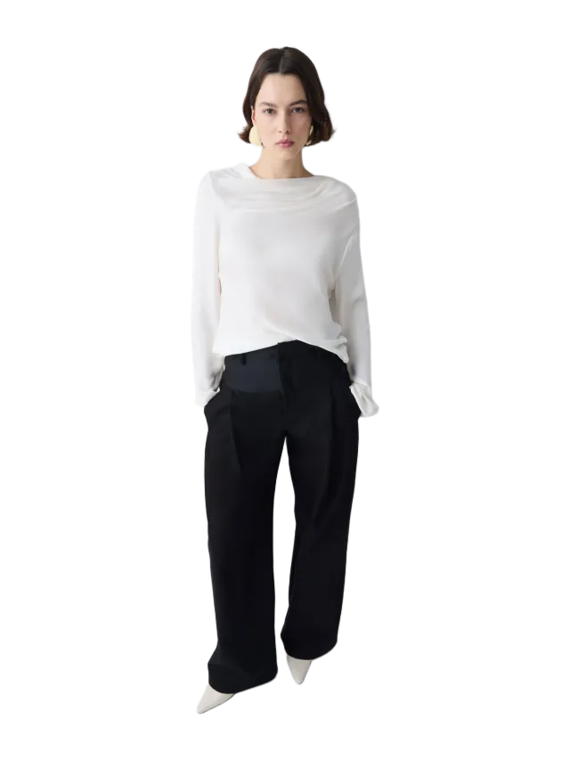 Bianca Spender IVORY SILK CEZANNE LONG SLEEVE TOP