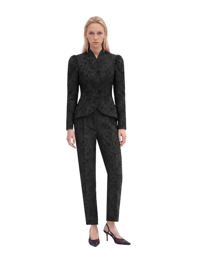 Nocturne Jacquard Balloon Sleeve Wrap Jacket