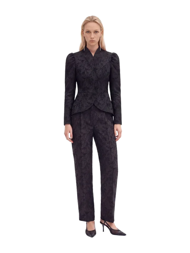 Nocturne Jacquard High Waist Carrot Trousers