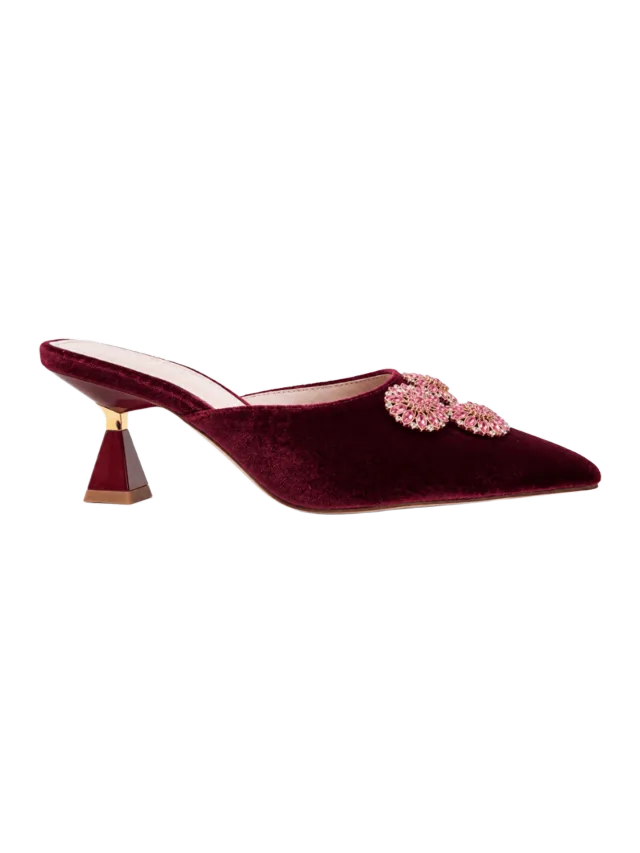 Cecelia New York JOICE - BURGUNDY VELVET MULE