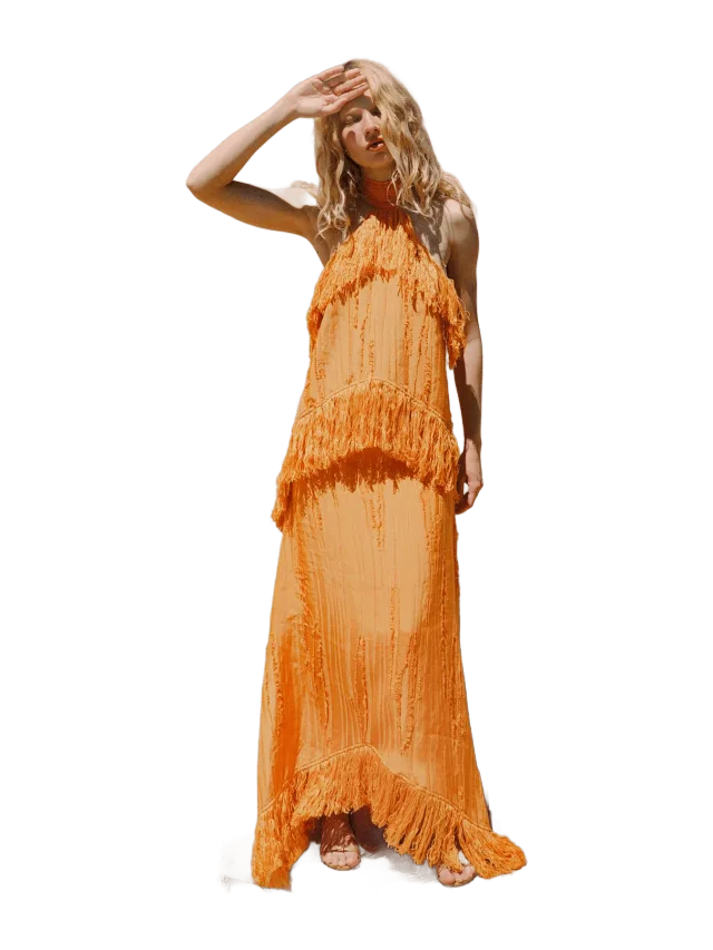 Yellow The Label Jones Fringe Top — Orange