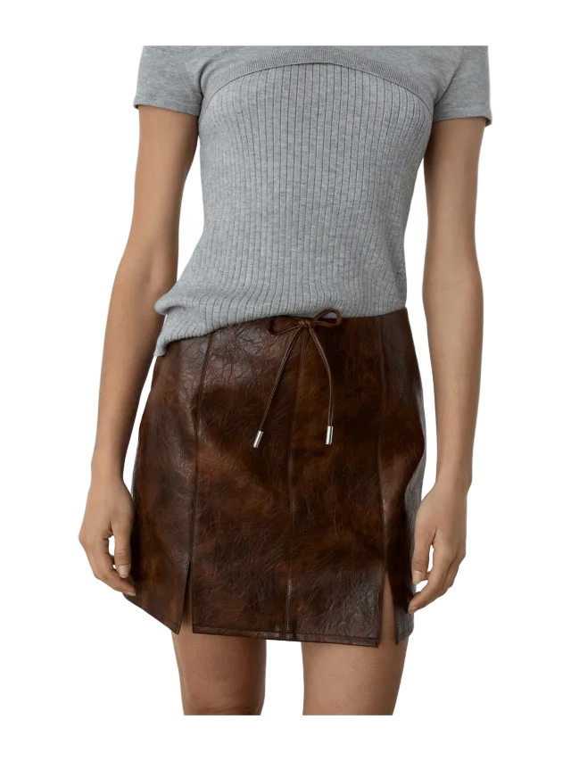 Laagam Juna Brown Short Skirt