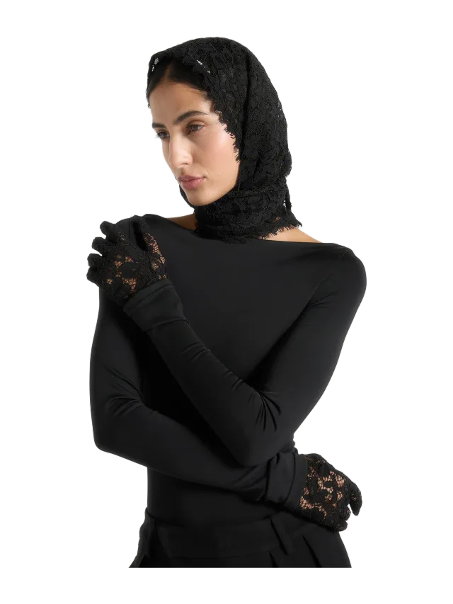 Manière de Voir Kadia - Lace Head Scarf - Black