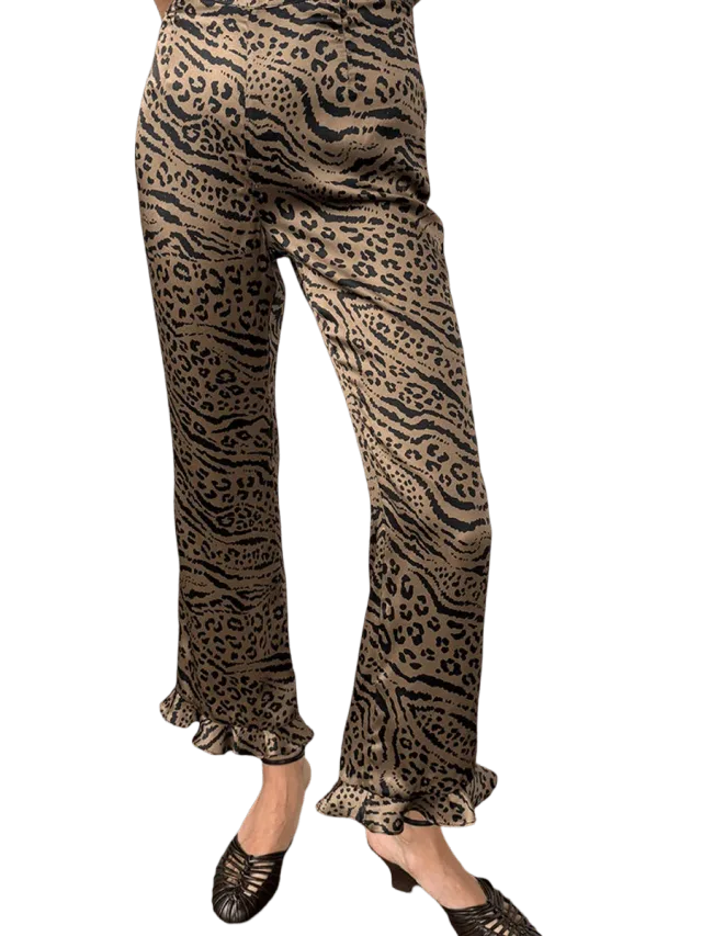 Ciao Lucia Kaja Pant Leopard Print Silk Charmeuse