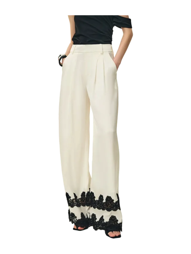 Fabrique Kari Lace-Trim Pants in Acetate Satin