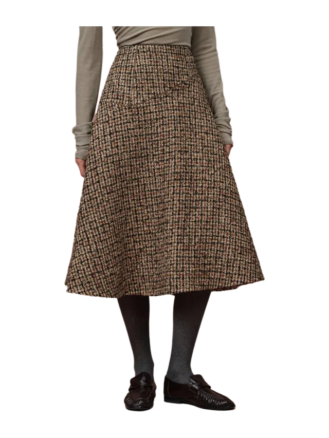 Fabrique Kari Plaid A Line Skirt in Merino Wool Check