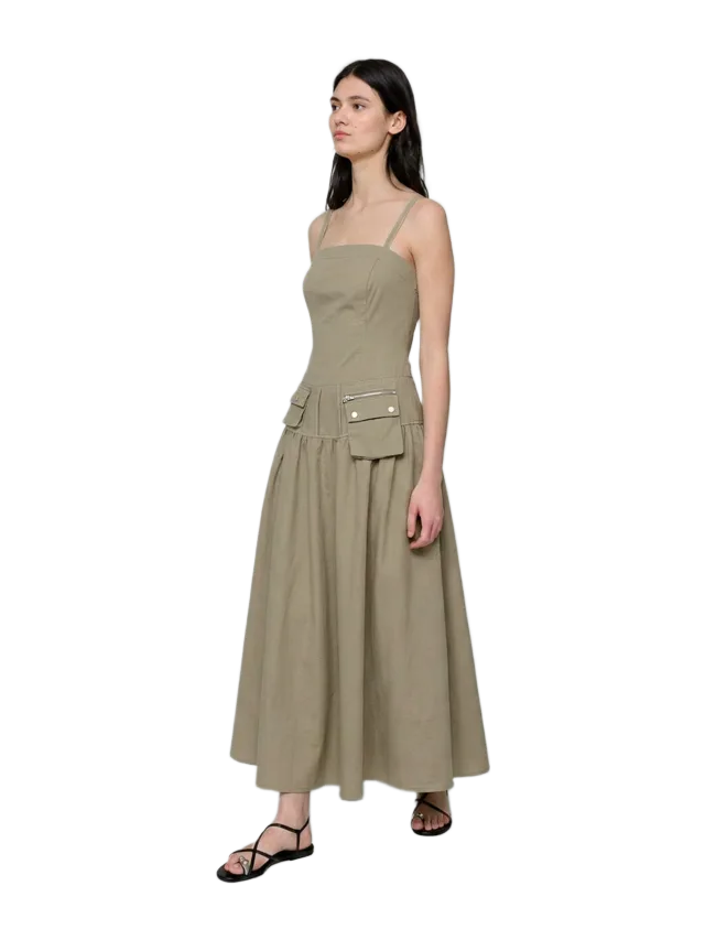 Pixie Market Khaki Utility Pocket Dress