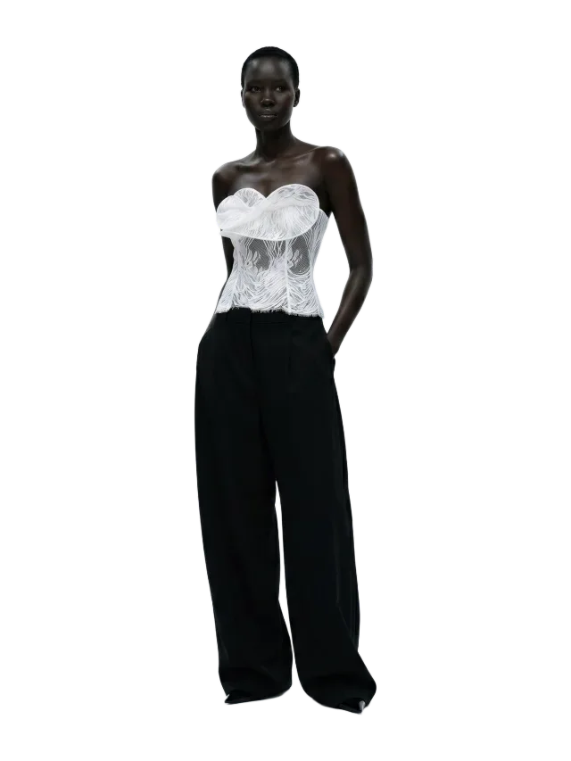 Simonett Lace Sculpt Bustier Top - White