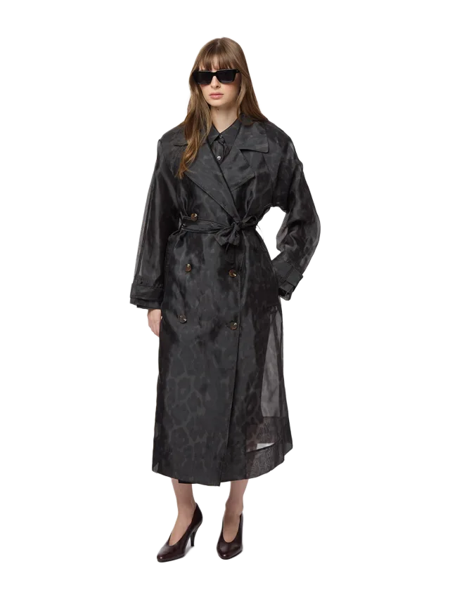 Apparis Lana Organza Leopard Trench Coat