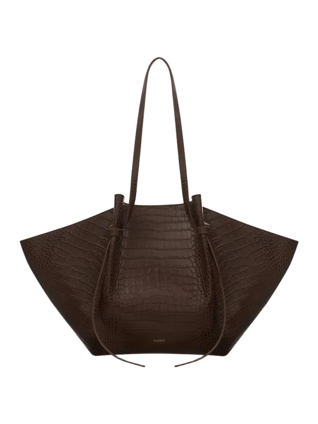 Yuzefi Large Mochi - Embossed Espresso Croc Leather
