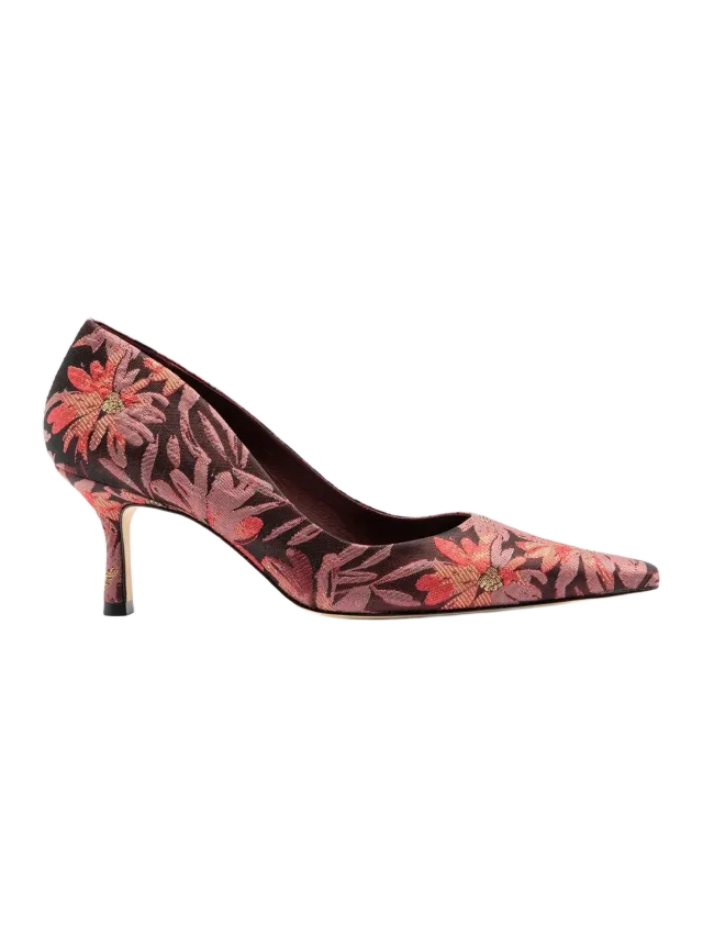 Larroudé Larroudé by Markarian: Pump Burgundy Floral Brocade