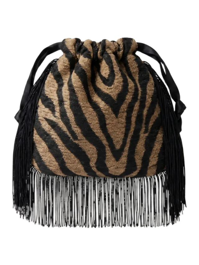 Le Nodo Le Pouch Mini - Classic Tigre with Black Chaînette Fringe